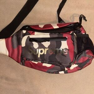 Supreme Red and Black Camouflage Belt Bag